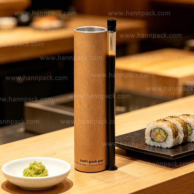 Eco Friendly Sushi Packaging Kraft Paper Push Up Tubes Sushi Pop Up Packaging Tube for Takeaway 