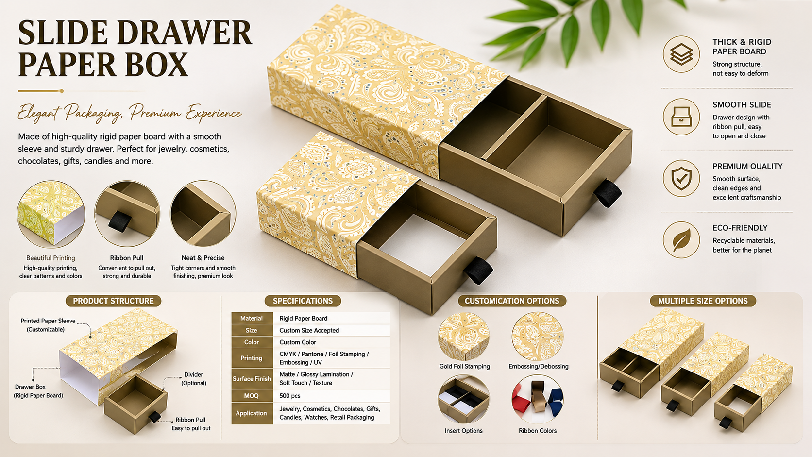 jewelry fancy luxury gift drawer box packaging
